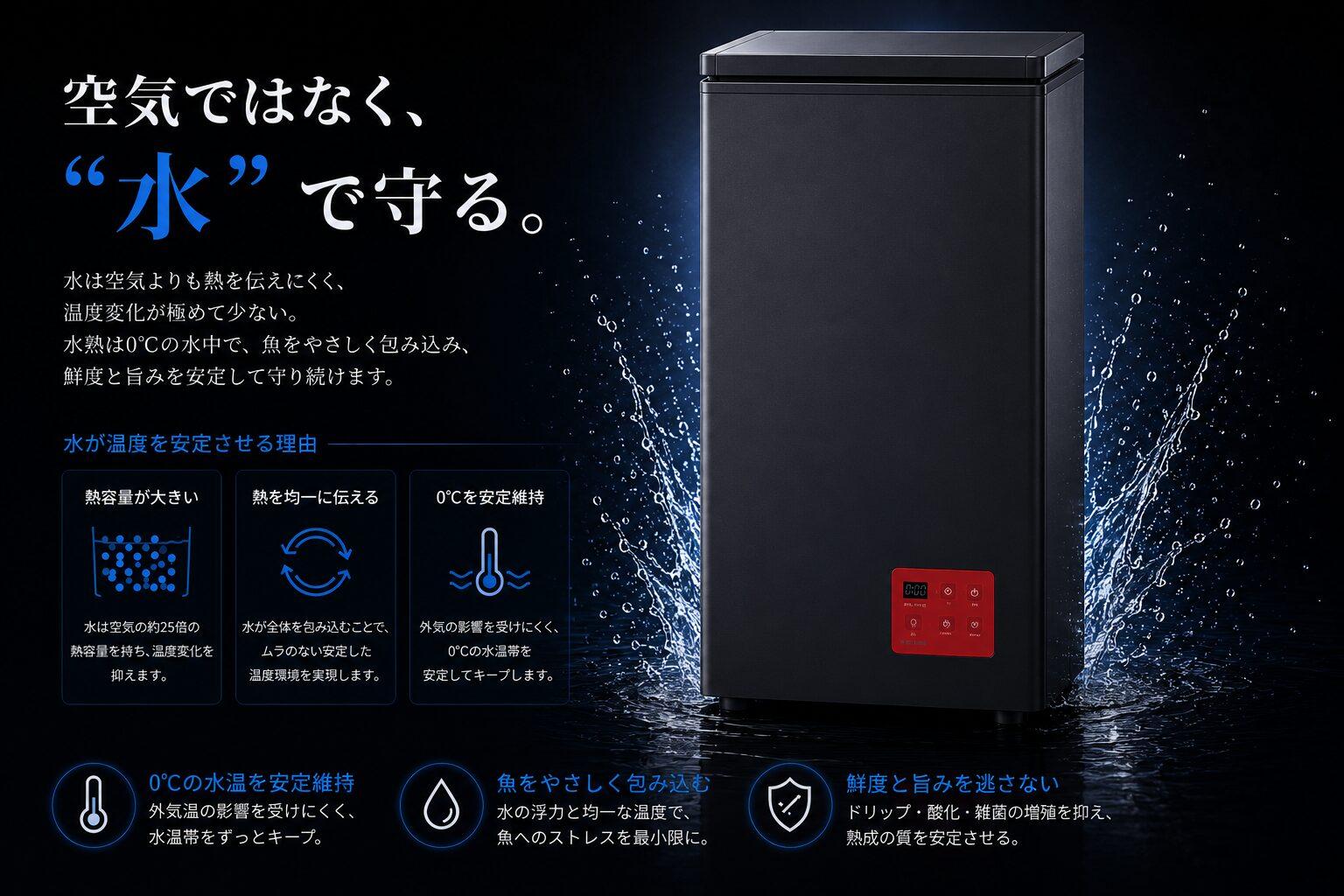 空気ではなく、水で守る。水熟 水冷熟成庫